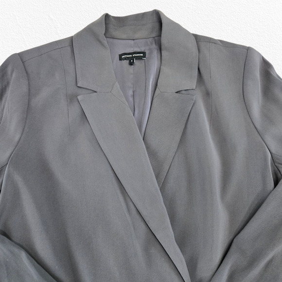 Universal Standard Gray Long Blazer Coat Modern Minimalist Workwear Size Small - Picture 2 of 12